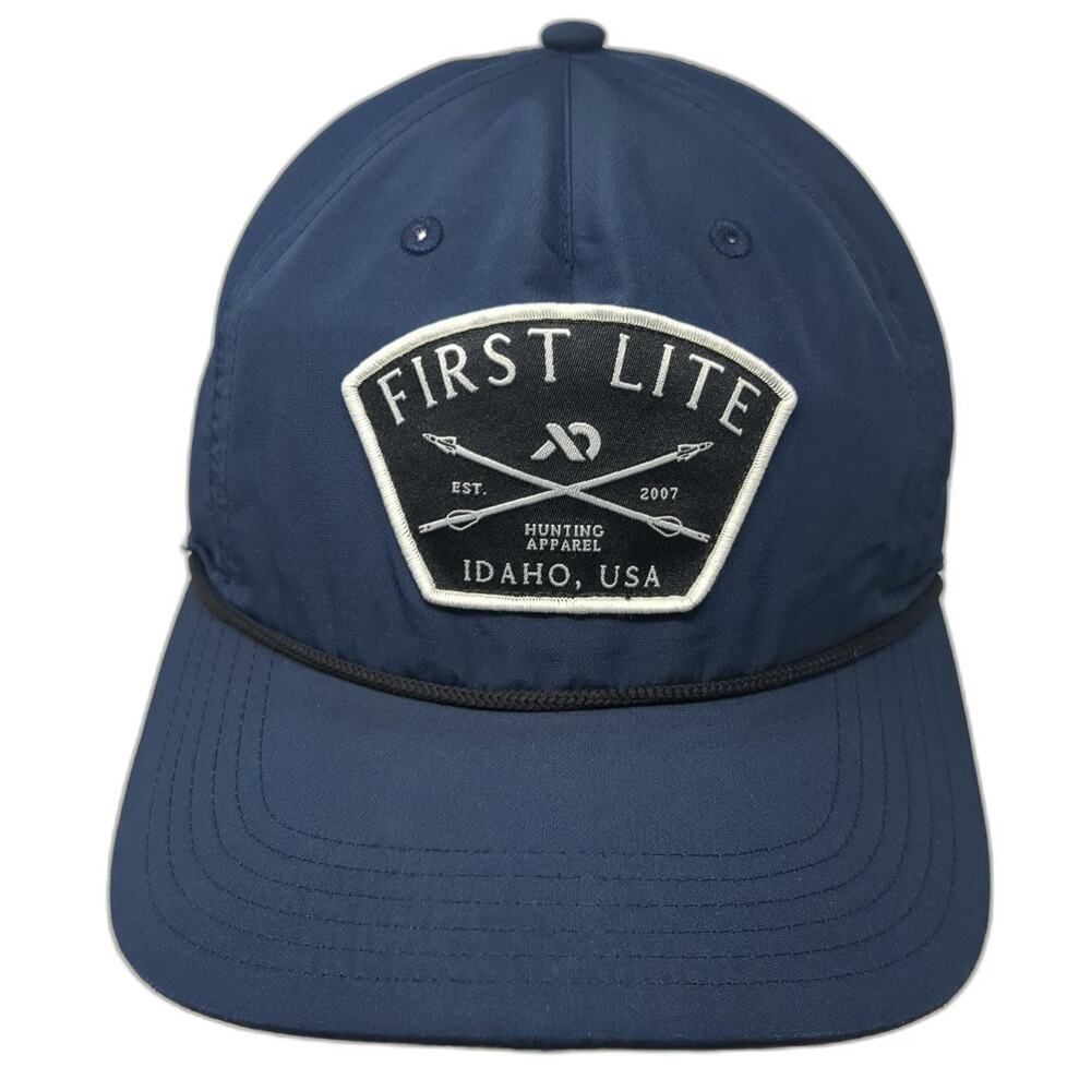 First Lite 5 Panel Blue One Size Snapback Rope Hunting Apparel Idaho USA Hat